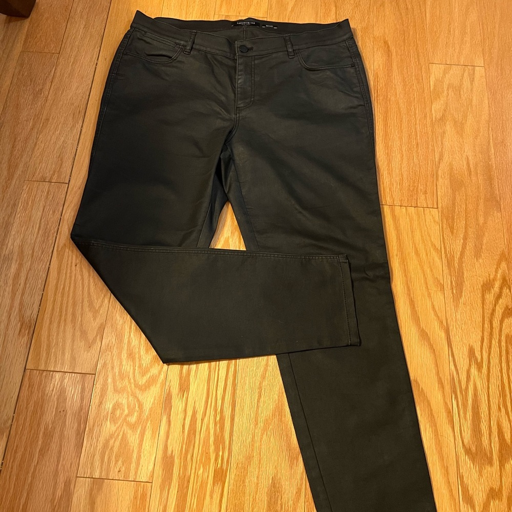 Lafayette 148 New York Mercer Waxed Skinny Jeans - Black 12 (no belt hoops)